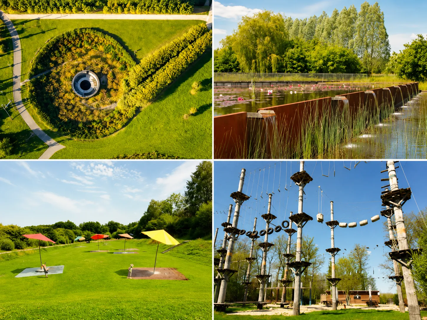 Collage der Aqua Magica zwischen Bad Oeynhausen und Löhne mit Wasserkrater und Parkflächen